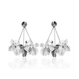 Silver tone sequins Swarovski crystal long statement lightweight earrings fashion party