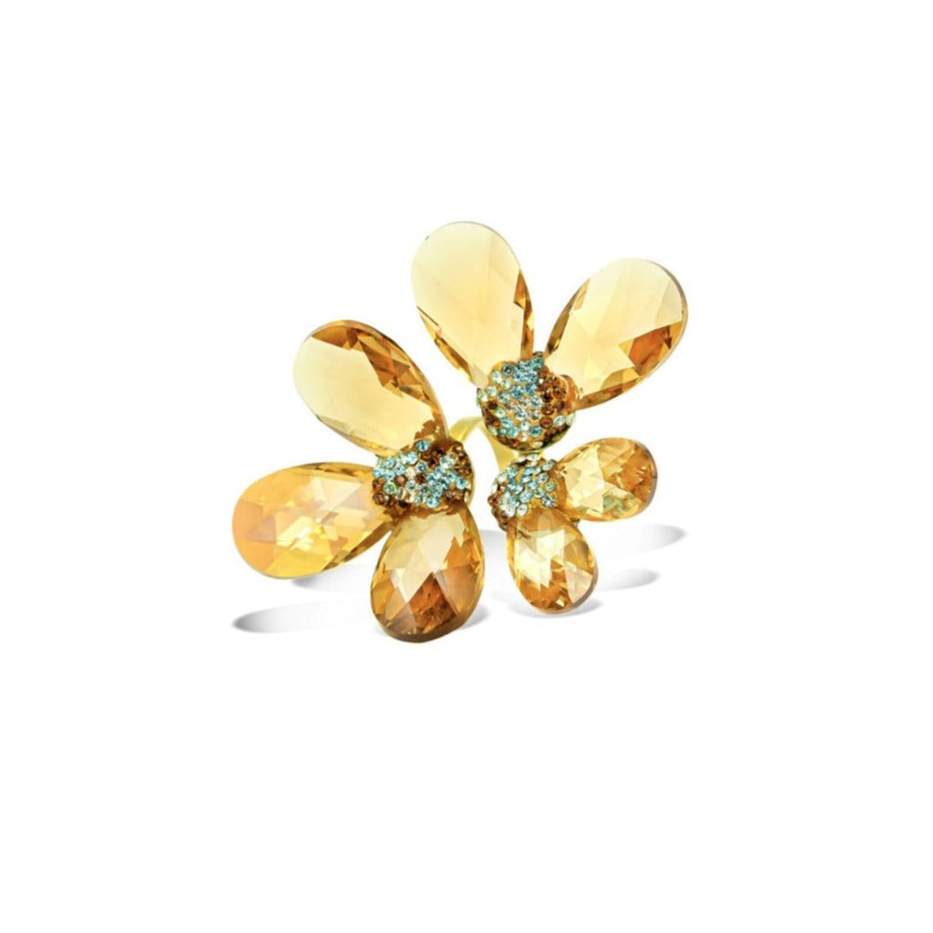 Swarovski-crystal-caramel-24k-gold-plated-flower-ring-fashion-style-flower-wedding-bridal-ring