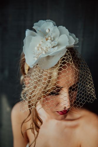Milk white calour silk flower Swarovski pearl crystal wedding handmade luxury fine ootd headband
