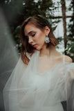 white crystal hematite silver wedding earrings