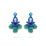Blue Swarovski crystals luxury gold plated women earrings