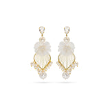 White pearls Swarovski crystals Silk gold plated Wedding Earrings