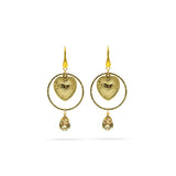 Swarovski crystal, heart, gold plated earrings
