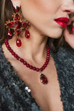 Red silver classic statement necklace