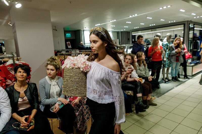 Swarovski crystals gold tone silk headband