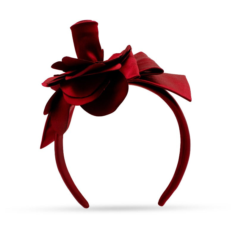 red flower silk headband